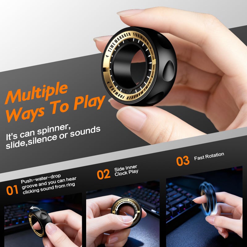 INNÃ”PLUS Upgraded Fidget Spinner for Stress Relief Magnetic Fidget Ring Toy with Mechanical Sound Sensory Stress Toys Anxiety EDC Relief Slider Tool Figette for Adults & Teens,Kids,Black - Image 5