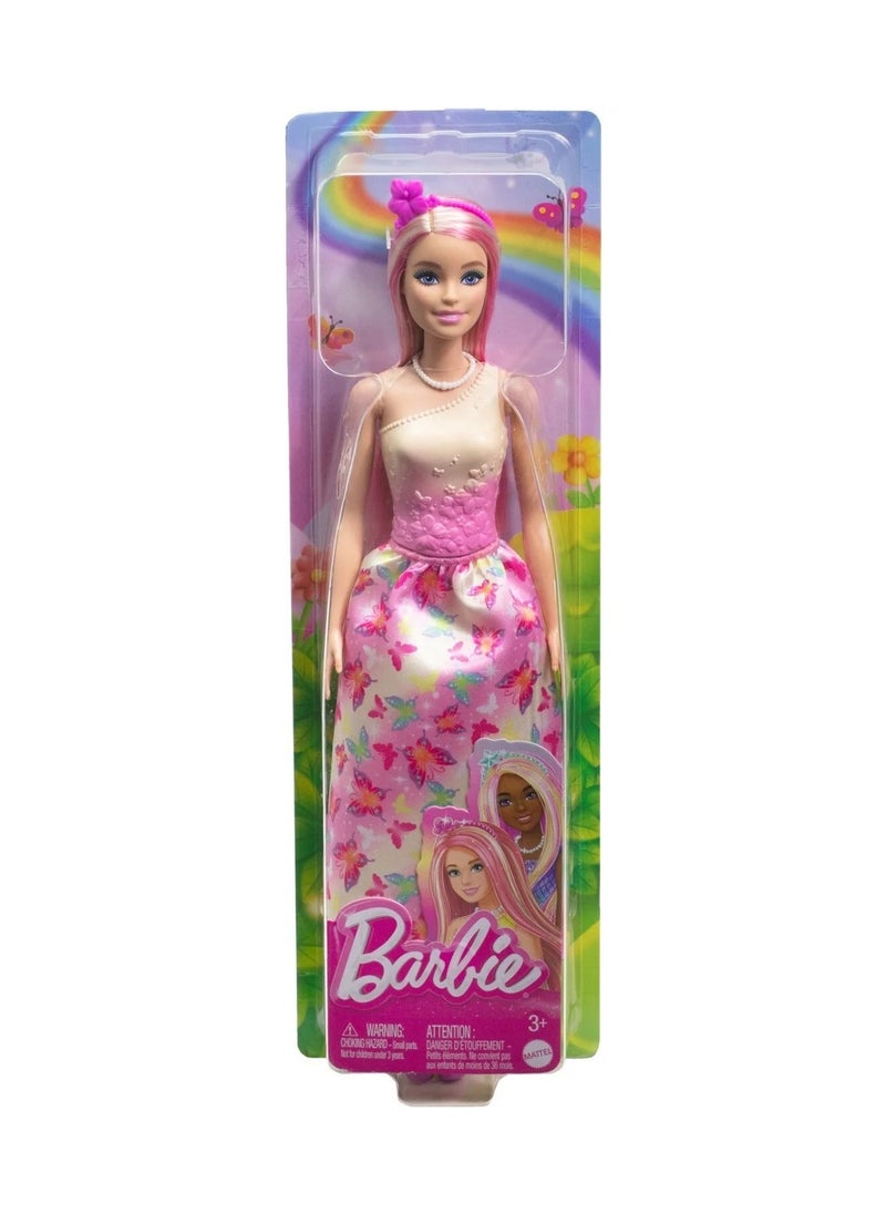 Barbie BARBIE ROYAL DOLL WITH PINK & BLONDE HAIR BUTTERFLY-PRINT SKIRT & ACCES. 