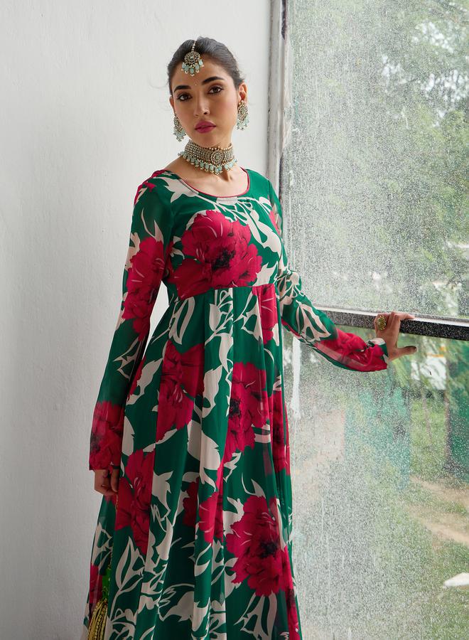 SASSAFRAS All-Over Floral Print Anarkali Maxi Kurta - Image 2