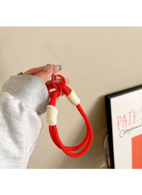 Mobile Phone Rope Diy Woven Wrist Rope Anti-lost Mobile Phone Chain Ccd Camera Color Mobile Phone Lanyard Pendant Mobile Phone Case-Specifications: Big Red And Red Circle