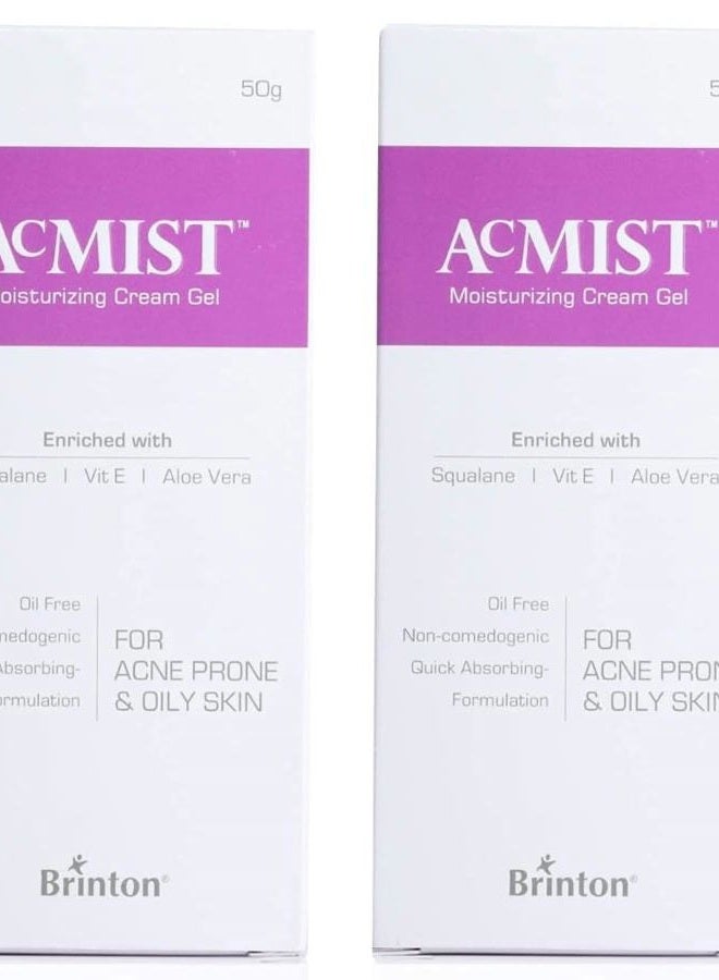 Brinton AcMist Moisturizing Cream Gel for Acne Prone and Oily Skin, Skin Cream, Moisture Cream, Moisturizing Cream, Dry Skin Cream, Skin Care Cream, 50 g x Pack of 2 - Image 1