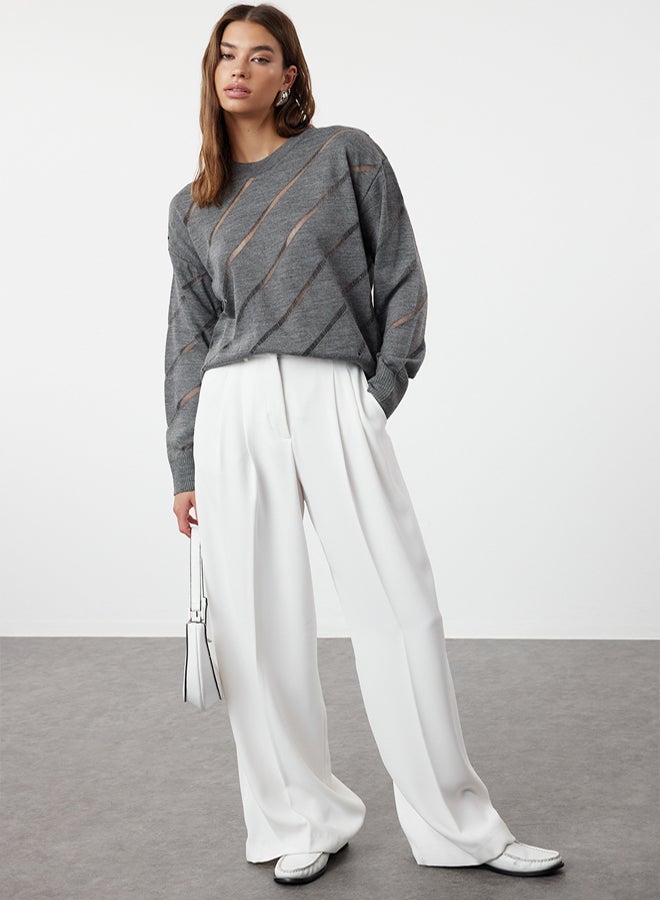 trendyol Anthracite Openwork/Hole Knitwear Sweater TWOAW24KZ00157 - Image 1