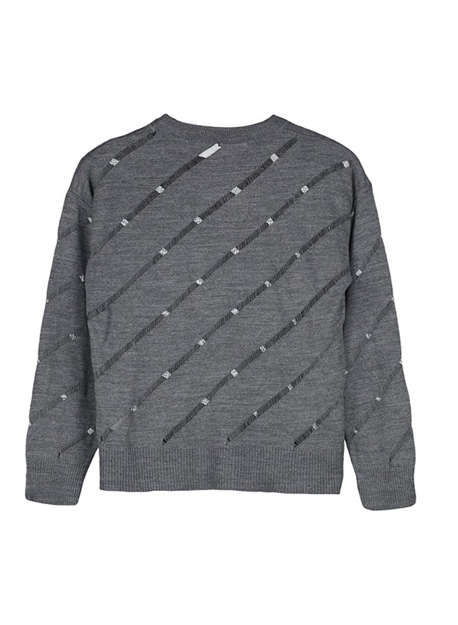 Anthracite Openwork/Hole Knitwear Sweater TWOAW24KZ00157