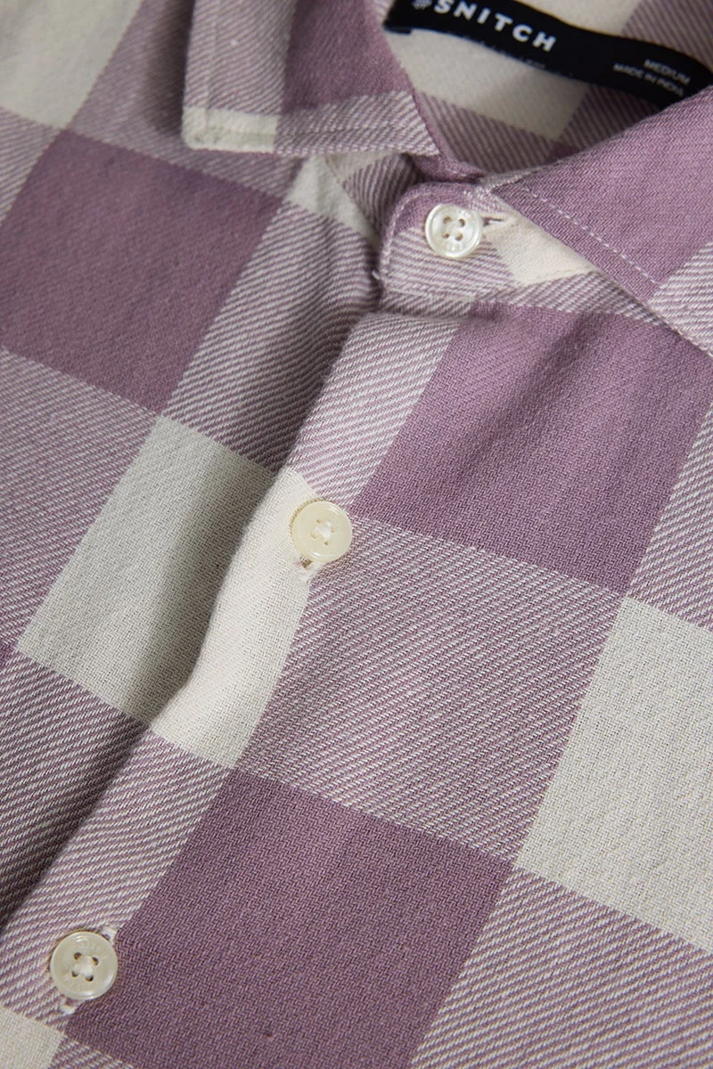 SNITCH Lavender Slim Fit Checks Shirt