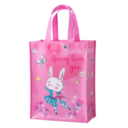 WRAPAHOLIC Large Reusable Easter Gift Bag with Handles 10 x 55 x 13 inch Some Bunny Loves You - Image 1