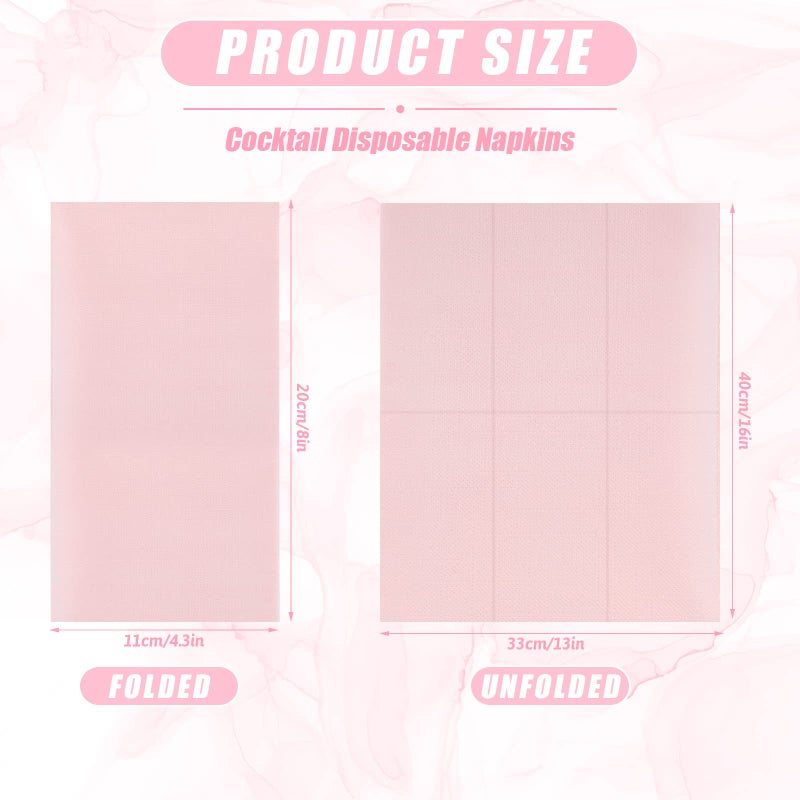 Glenmal 100 Pcs Paper Disposable Napkins 2 Ply Dinner Guest Cocktail Napkins Hand Towels for Wedding Spring Birthday Party Bridal Anniversary Reception  13 x 16 Inches(Light Pink) - Image 3