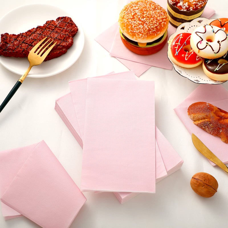 Glenmal 100 Pcs Paper Disposable Napkins 2 Ply Dinner Guest Cocktail Napkins Hand Towels for Wedding Spring Birthday Party Bridal Anniversary Reception  13 x 16 Inches(Light Pink) - Image 2