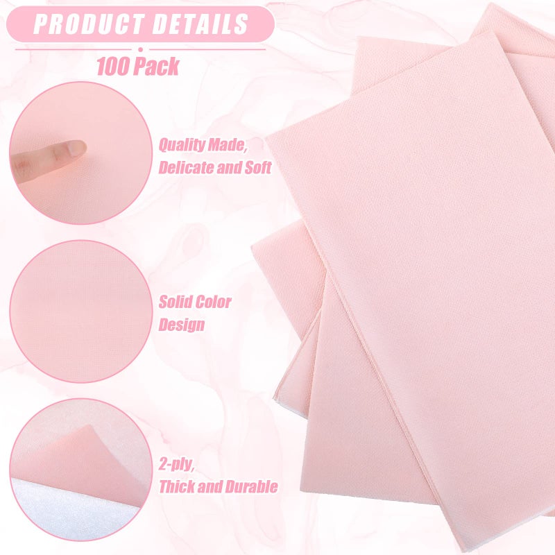 Glenmal 100 Pcs Paper Disposable Napkins 2 Ply Dinner Guest Cocktail Napkins Hand Towels for Wedding Spring Birthday Party Bridal Anniversary Reception  13 x 16 Inches(Light Pink) - Image 4