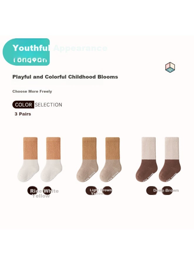 Babyface Tongyan Baby Socks, Infant Floor Socks, Autumn And Winter Indoor Socks, Non-slip And Warm Toddler Socks For Boys And Girls, 3 Pairs Pack, For Ages 1-3 - Image 1