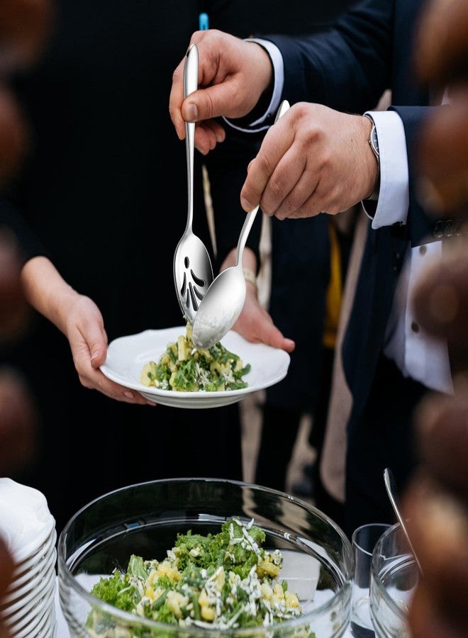 إي-فار ملاعق تقديم من الفولاذ المقاوم للصدأ، طقم ملاعق معدنية صلبة من إي-فار مكون من 4 قطع، أدوات تقديم طعام مثالية للمطاعم والحفلات والمطابخ، آمنة للاستخدام في غسالة الصحون - Image 5