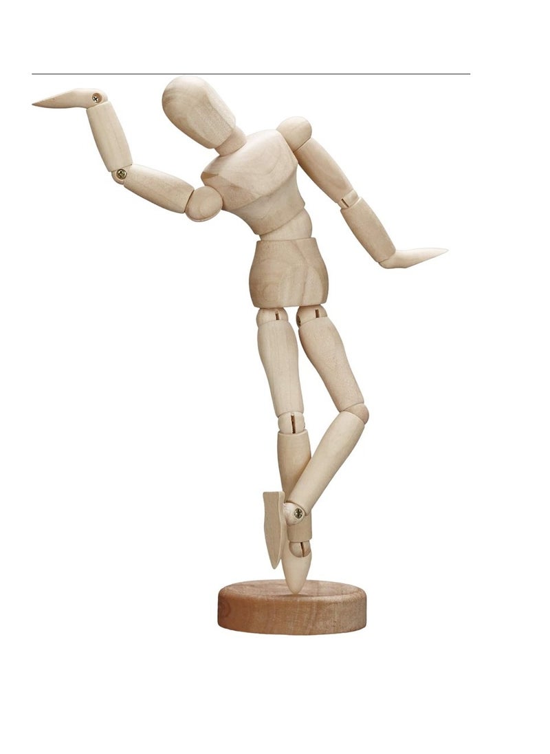Donia Wooden Artists’ Mannequin for Drawing and Crafting, Articulate with Stand,Natural Wood Light Brown Color Size 20 cm Tall  - Image 1