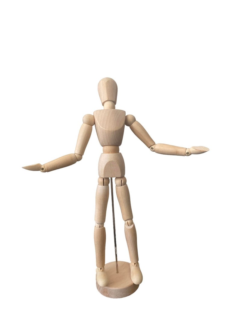 Donia Wooden Artists’ Mannequin for Drawing and Crafting, Articulate with Stand,Natural Wood Light Brown Color Size 20 cm Tall  - Image 4