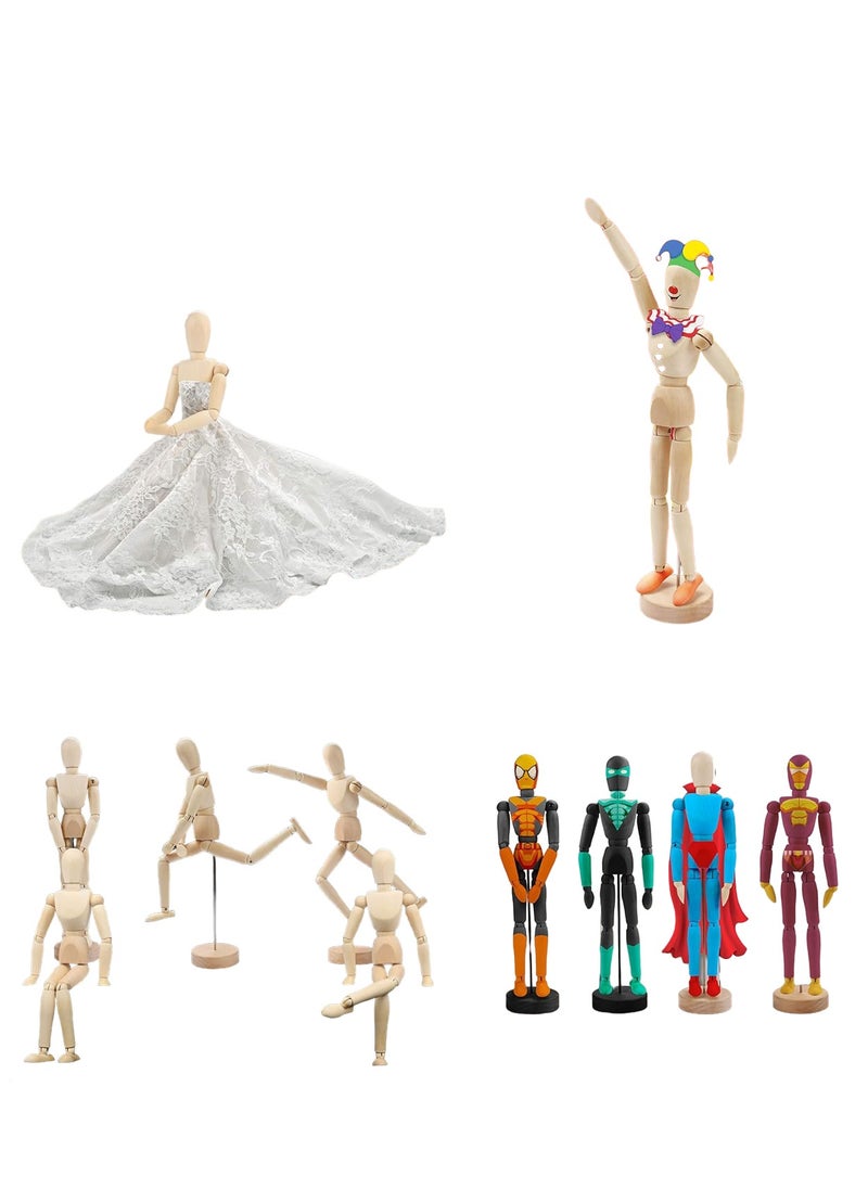 Donia Wooden Artists’ Mannequin for Drawing and Crafting, Articulate with Stand,Natural Wood Light Brown Color Size 20 cm Tall  - Image 2