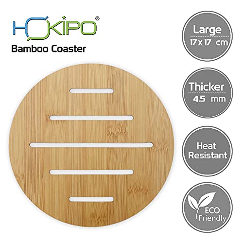 HOKIPO حوامل أكواب خشبية من الخيزران صديقة للبيئة من HOKIPO للمنزل - حامل أواني الطهي لطاولة الطعام - مجموعة من 6 (AR2820-D5*6) - Image 4