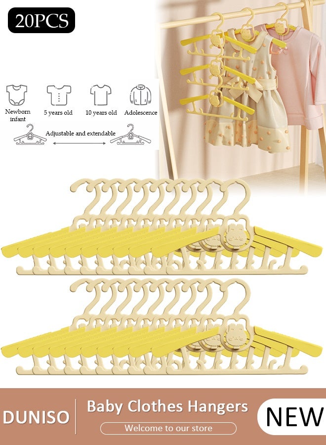 DUNISO 20 PCS Baby Clothes Hangers, Extendable Infant Hanger, Stackable Non Slip Children Hanger, Adjustable Plastic Kids Hangers for Girl Boy Toddler Infant Nursery Clothing - Image 1