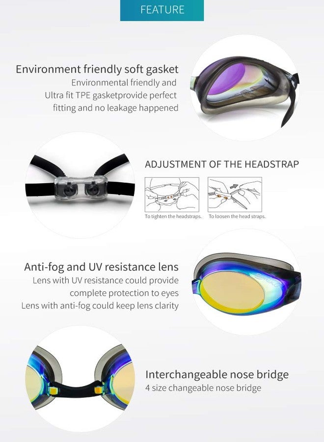 Saeko Professional Swimming Goggles for Unisex Anti Fog UV Protection No Leaking Swim Goggle for Adult 100% Phthalates Free (Black) - Image 4