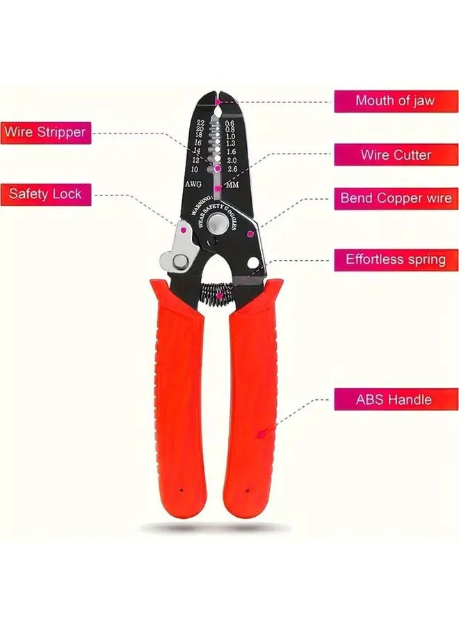 Professional Wire Stripper Pliers Carbon Steel Cutting Stripping Crimping Tool - Image 1