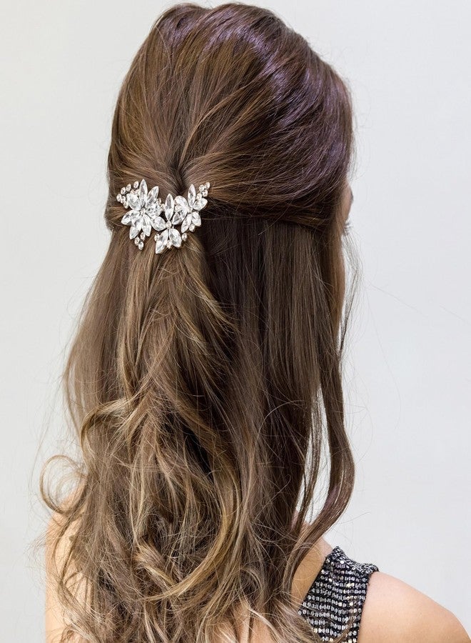 ANCIRS 2pcs Crystal Flower Hair Clips for Wedding, Silver Wedding Hair Pins, Rhinestone Flower Hair Accessories for Bridal Brides Women - Image 4