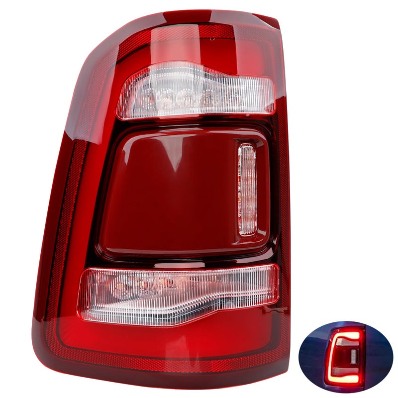 مصابيح خلفية LED من ميساكو مو متوافقة مع رام 1500 2019-2024 استبدال 55112991AB 55112991AC 55112991AD مصابيح قيادة عكسية مصابيح فرامل إشارة انعطاف إضاءة خلفية الجانب الأيسر للسائق
