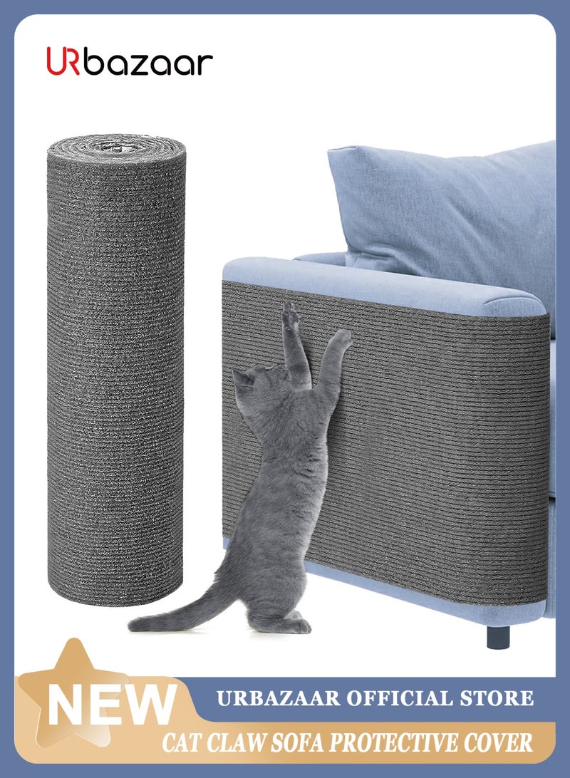 أوربازار واقي أثاث من خدوش القطط، سجادة لاصقة قابلة للقص، سجادة خدش للقطط يمكنك صنعها بنفسك لتغطية برج القطط وحماية الأريكة من مخالب القطط (118 × 15.8 بوصة رمادي داكن) - Image 1