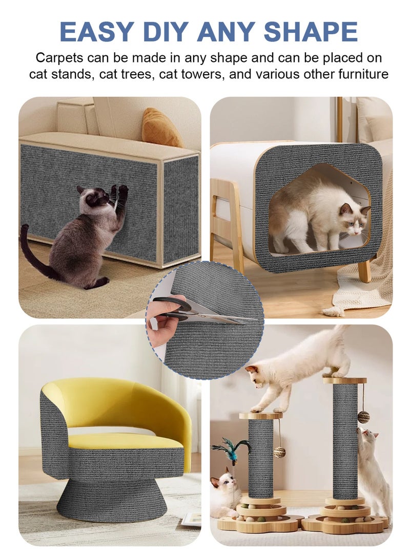 أوربازار واقي أثاث من خدوش القطط، سجادة لاصقة قابلة للقص، سجادة خدش للقطط يمكنك صنعها بنفسك لتغطية برج القطط وحماية الأريكة من مخالب القطط (118 × 15.8 بوصة رمادي داكن) - Image 3