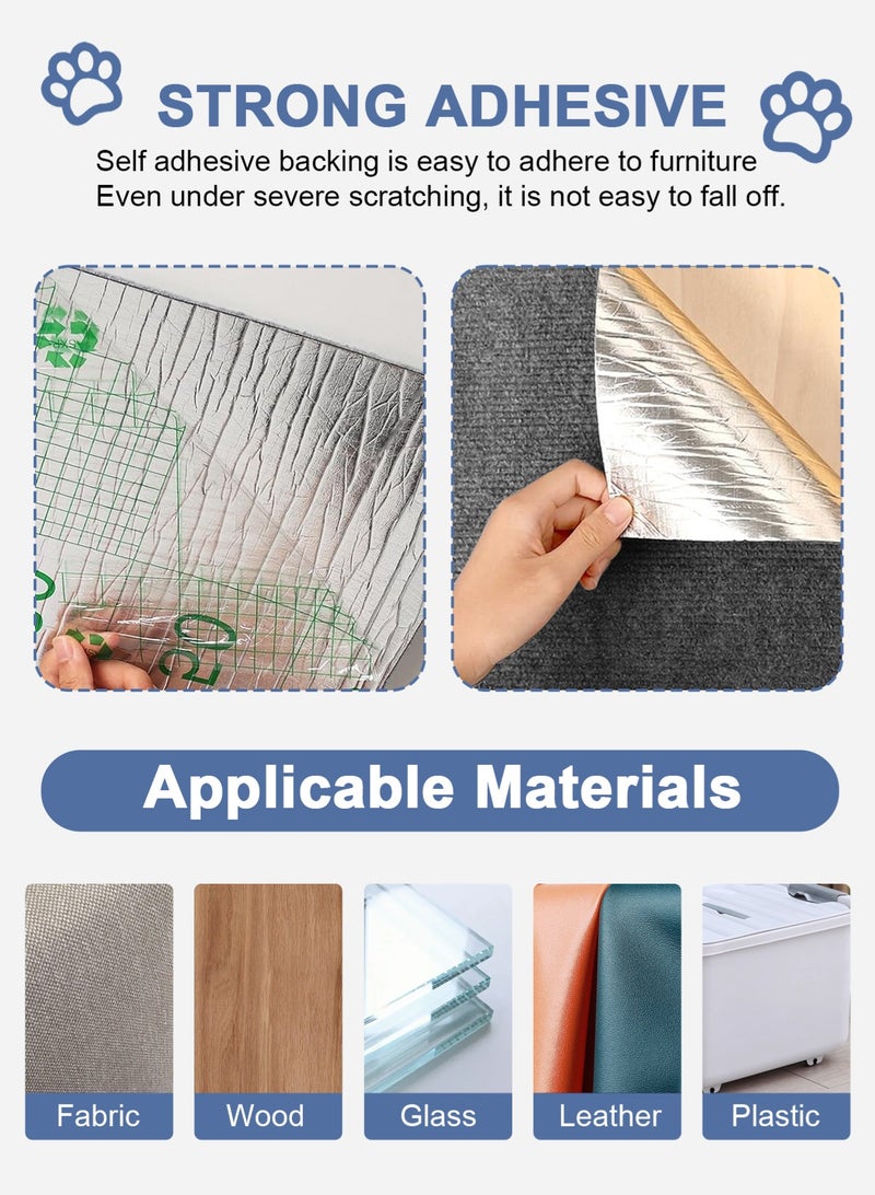 أوربازار واقي أثاث من خدوش القطط، سجادة لاصقة قابلة للقص، سجادة خدش للقطط يمكنك صنعها بنفسك لتغطية برج القطط وحماية الأريكة من مخالب القطط (118 × 15.8 بوصة رمادي داكن) - Image 5