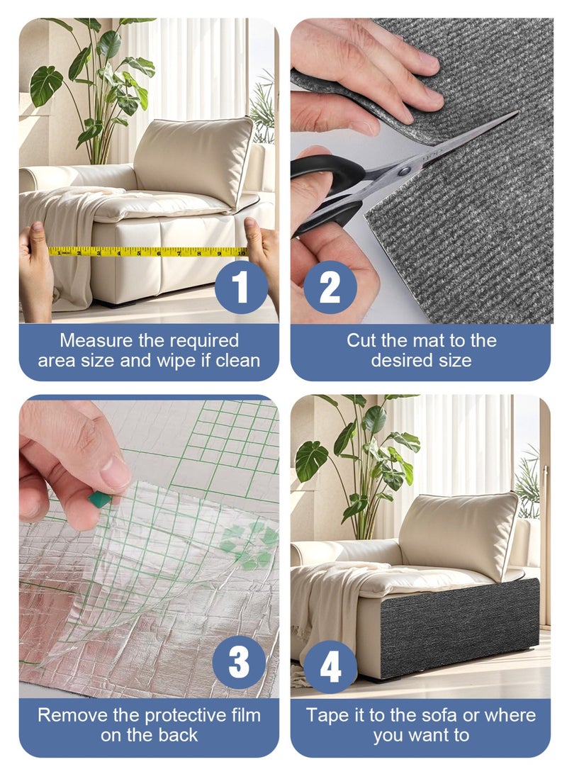 أوربازار واقي أثاث من خدوش القطط، سجادة لاصقة قابلة للقص، سجادة خدش للقطط يمكنك صنعها بنفسك لتغطية برج القطط وحماية الأريكة من مخالب القطط (118 × 15.8 بوصة رمادي داكن) - Image 4