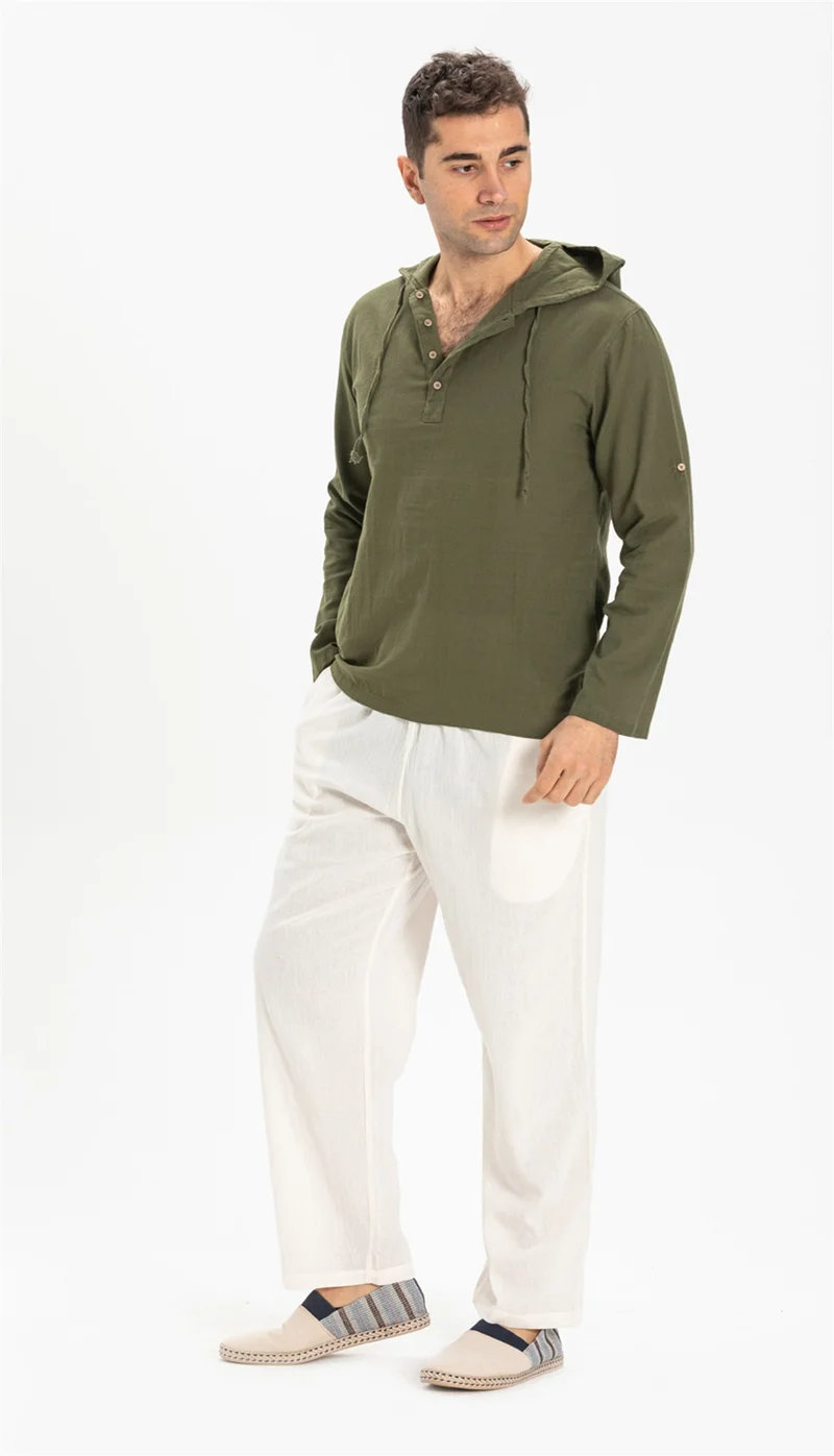 اليش شيل بيزي Şile Bezi Çift Cepli Kapüşonlu Erkek Sweatshirt Haki Hk