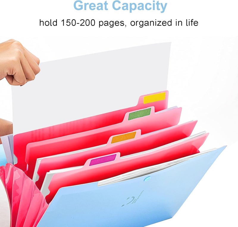 Corslet Expanding File Folder Organizer 5 Pockets Letter A4 Size Accordion Document Folders with Labels for School Office Travel Student Teacher Cute Pastel Aesthetic Paper Storage 4 Pack - Image 3