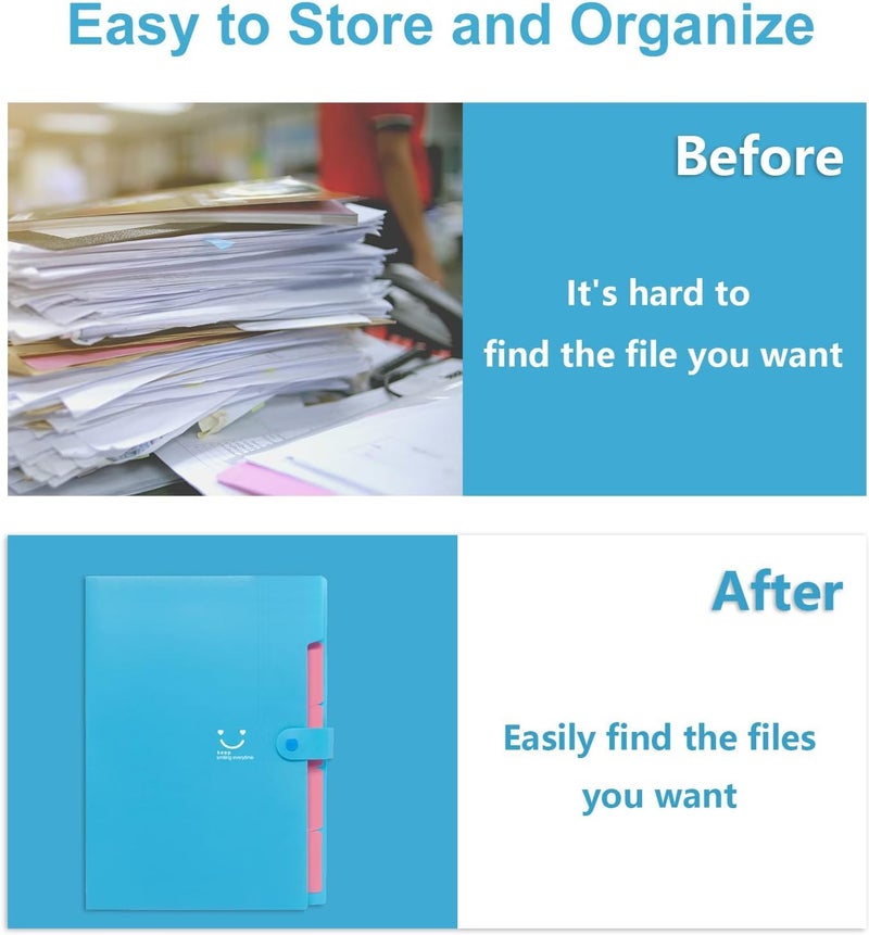 Corslet Expanding File Folder Organizer 5 Pockets Letter A4 Size Accordion Document Folders with Labels for School Office Travel Student Teacher Cute Pastel Aesthetic Paper Storage 4 Pack - Image 4