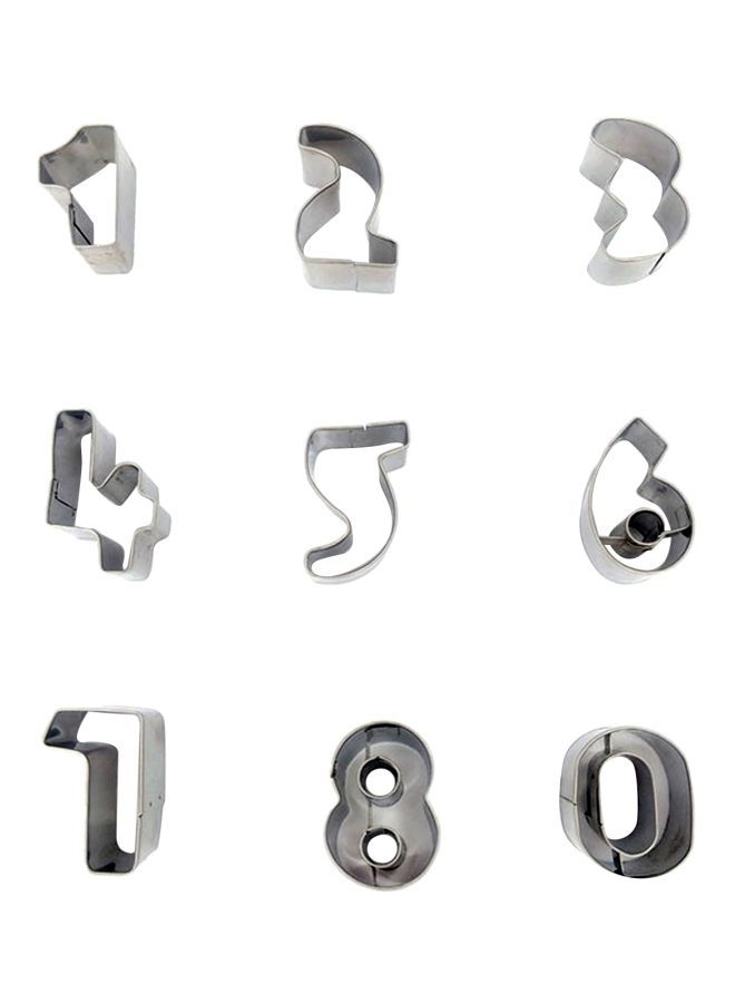 NIBEMINENT 9-Piece Stainless Steel Mould Set Silver 12x12x2.5centimeter - Image 1