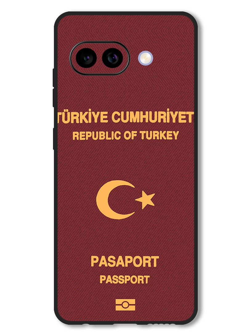 Theodor Case Compatible with Google Pixel 9A Protection Shockproof Bumper Cover Turkey Passport - Image 1