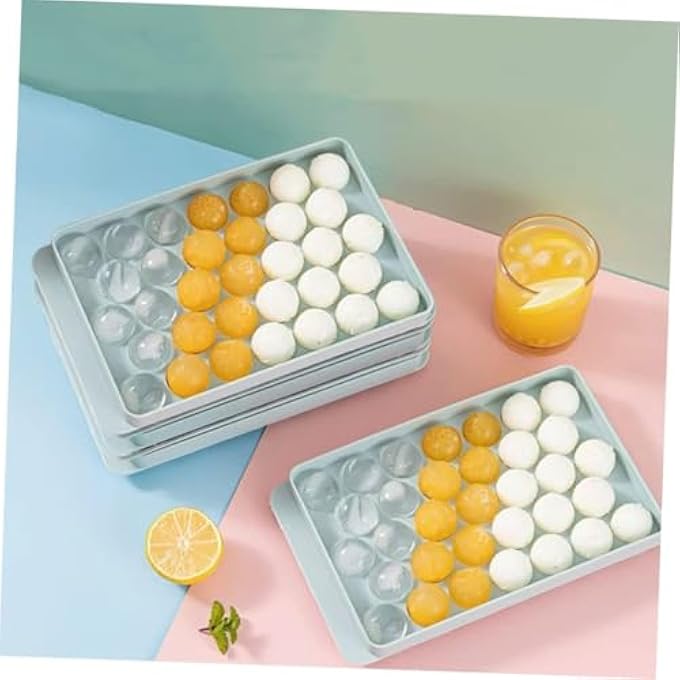 Ice Tray for Refrigerator with Cover and Box, 1 Inch X 66 Round Ice Mold with Container, Small Round Ice Tray for Making Spherical Ice Cocktail Tea and Coffee, 2 Trays, 1 Ice Bucket and 1 Spoon - Image 3
