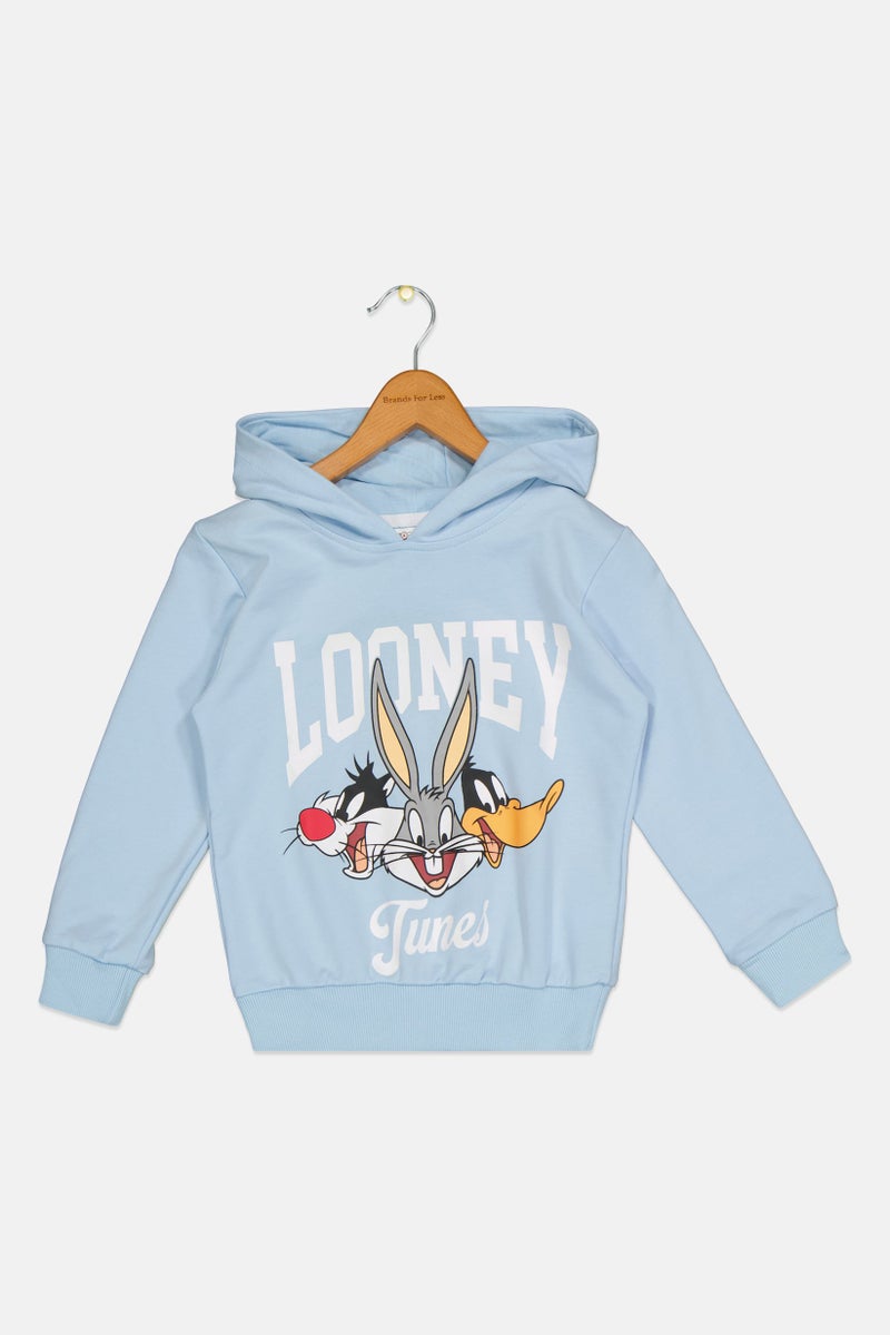 Looney Tunes Kids Boy Long Sleeve Graphic Print Hoodie, Pale Blue - Image 2
