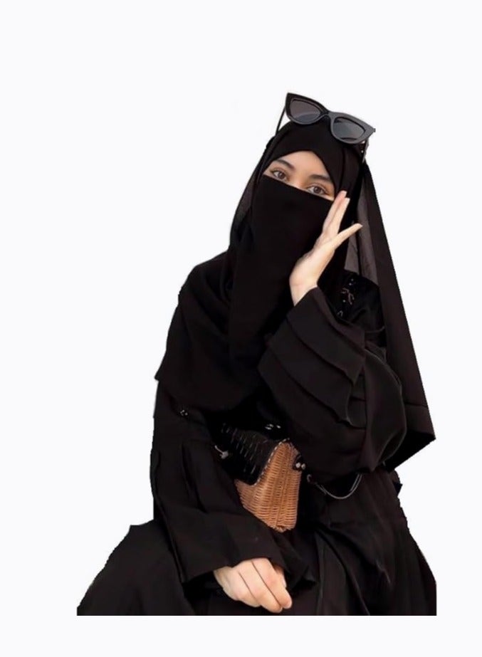 برفكتوري نصف نقاب شيفون ممتاز مع شريط مطاطي، حجاب وجه مسامي  - Image 3