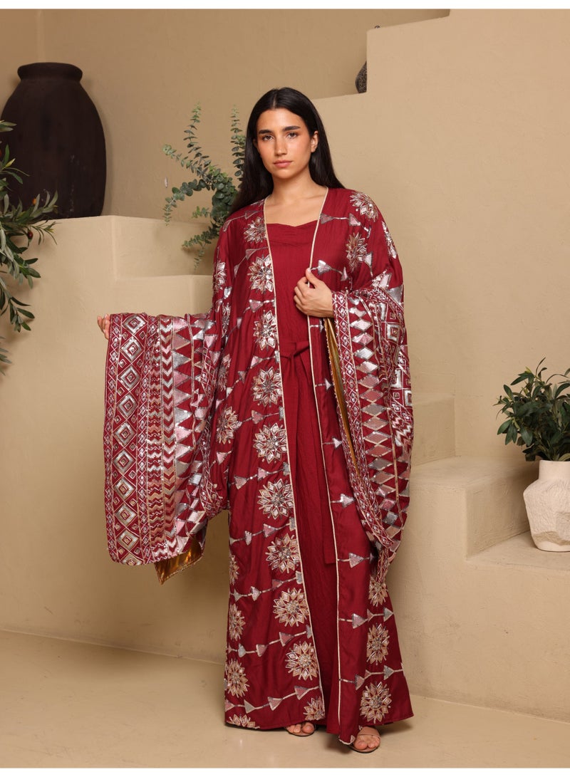 اكسا جلابية اكسا تصميم ناعم IK1106 احمر - Image 1