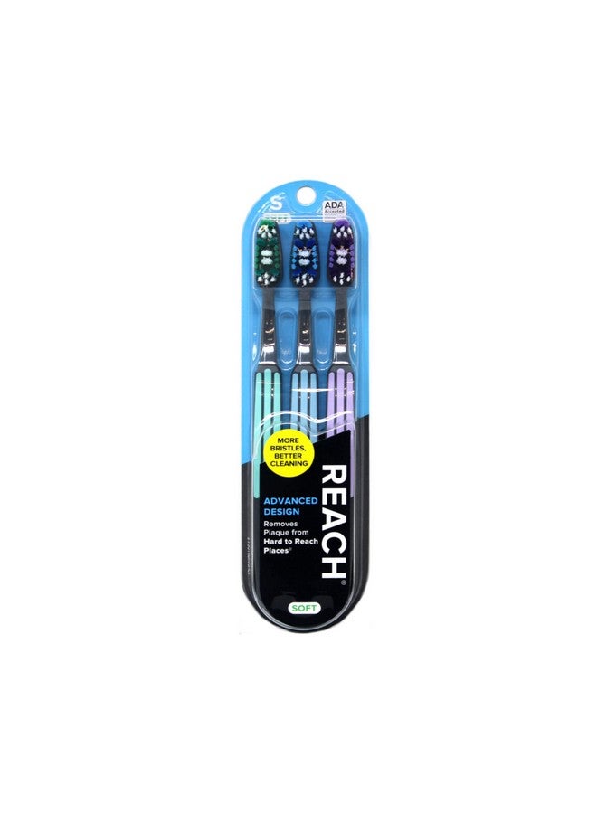REACH Advanced Design Soft Toothbrushes, Colors May Vary, 3 Count (Pack Of 2) Total 6 Toothbrushes - Image 2