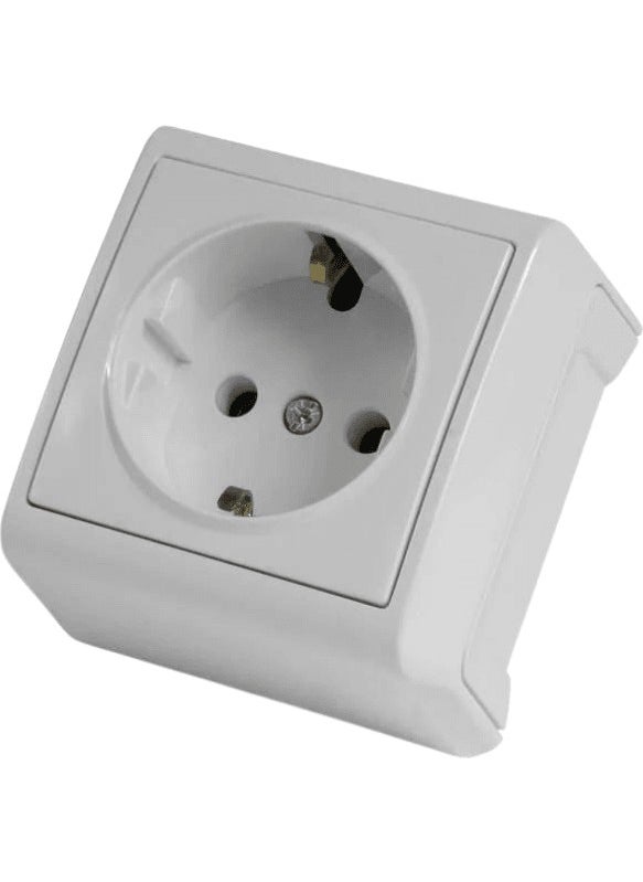 Viko - Vera Surface Mounted Grounded Socket White (With Frame) 90681008 (8 Pieces) - Image 1