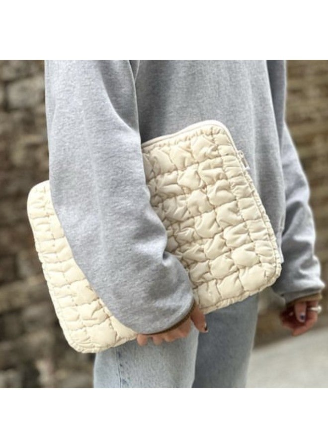 South Korea Laptop Bag Simple Bread Pattern Large Capacity IPad Tablet 15-inch Liner Storage Bag-Color:White-Size:15inch - Image 3