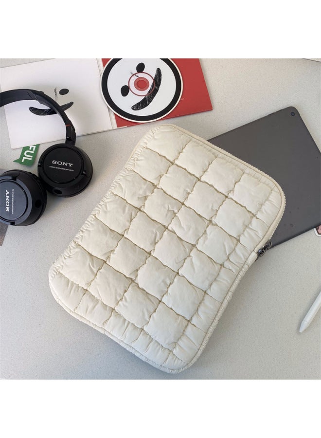 South Korea Laptop Bag Simple Bread Pattern Large Capacity IPad Tablet 15-inch Liner Storage Bag-Color:White-Size:15inch - Image 2