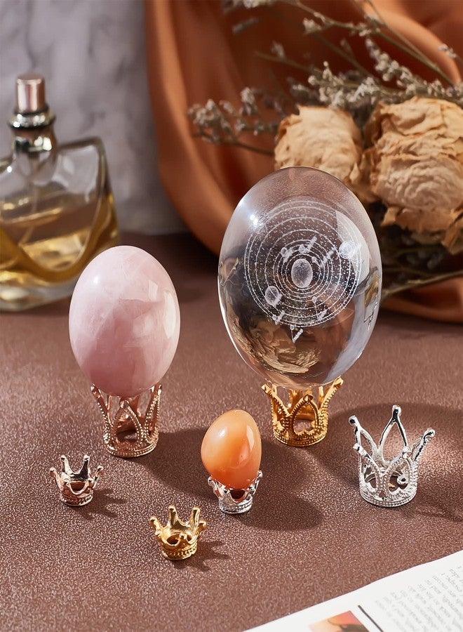 beinkmake 30Pcs Alloy Crystal Ball Stands 3 Colors Crown Shaped Crystal Ball Stand Display Holder Stand for Eggs Balls Sphere Display Desktop Decoration - Image 5