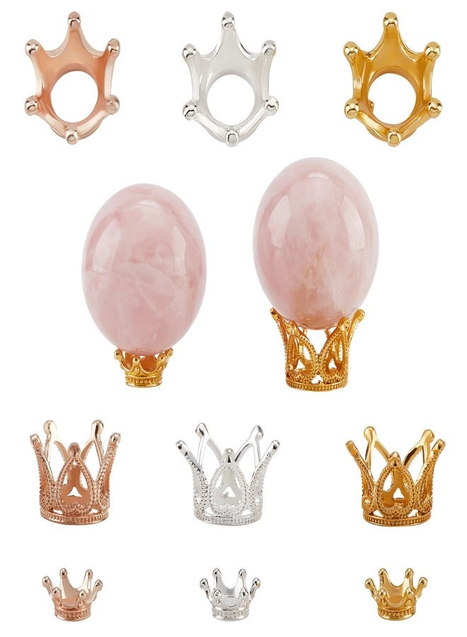 beinkmake 30Pcs Alloy Crystal Ball Stands 3 Colors Crown Shaped Crystal Ball Stand Display Holder Stand for Eggs Balls Sphere Display Desktop Decoration - Image 1