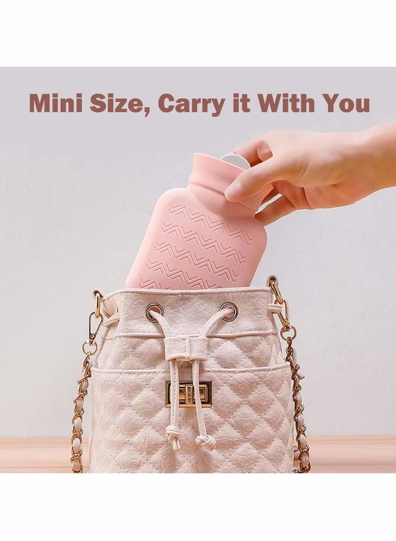 NIBEMINENT Hot Water Bottle with Soft Cover Small Lovely and Reusable Bottles Hand Warmers Portable Removeable Washable Knit Covers Microwave Oven Heating Available Pink - Image 5