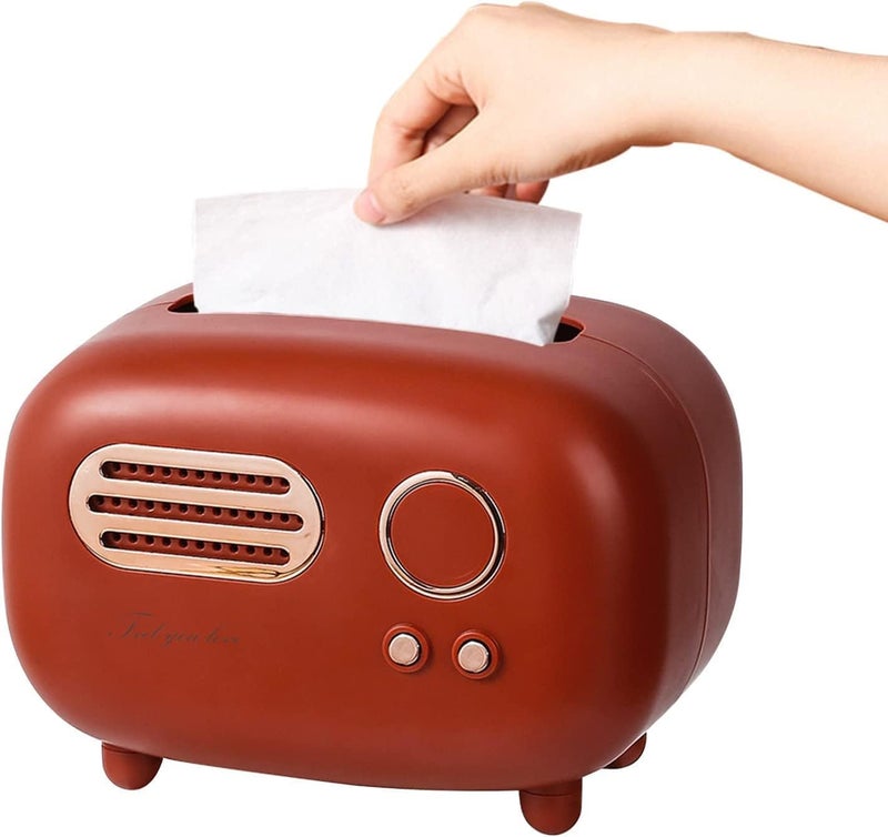 SUNBEET Vintage Retro Small Tissue Box Holder & Paper Towel Dispenser for Office, Living Room, Bedroom, Night Stand & Desk - Image 1