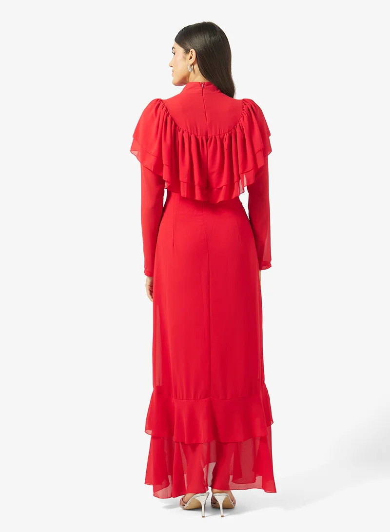 خزانة High Neck Ruffled Dress