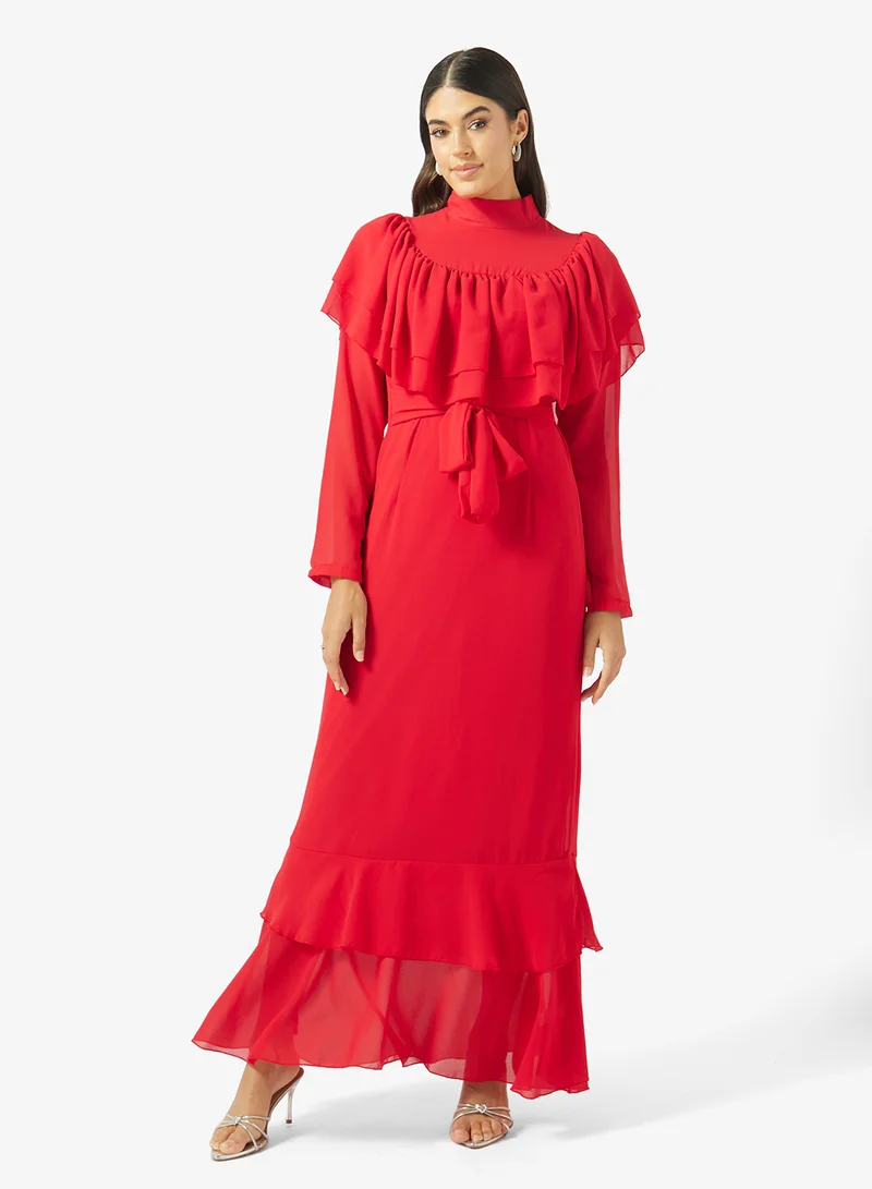 خزانة High Neck Ruffled Dress