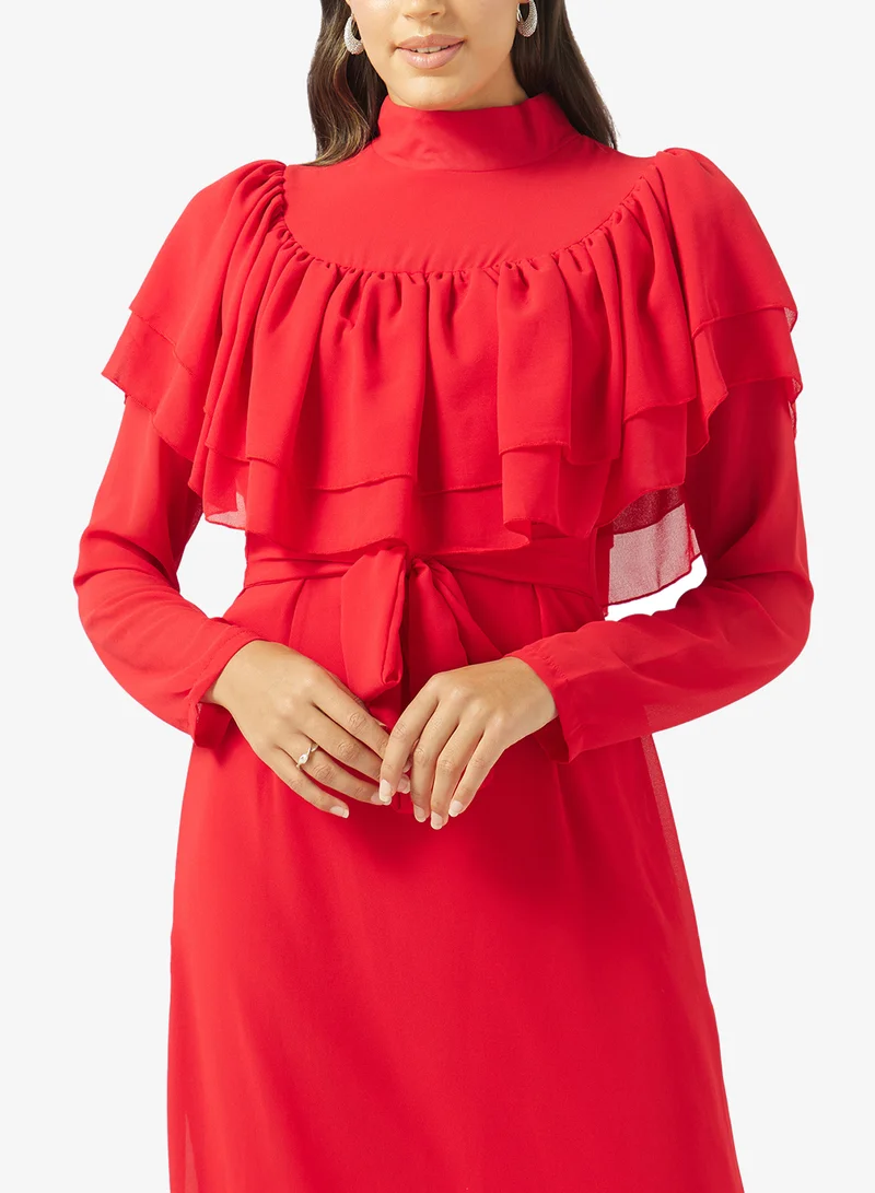 Khizana  High Neck Ruffled Dress for Women | Best Price UAE