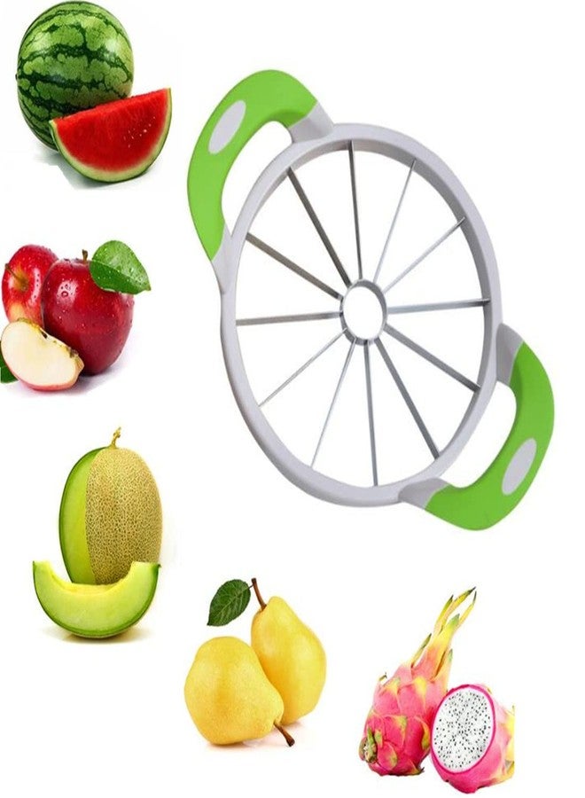 Jilukibo Extra Large Watermelon Slicer Cutter with Handle, Round Stainless Steel Pineapple Cantaloup Melon Fruit Slicer Peeler Corer Server for Kitchen Slicer Gadget - Image 1