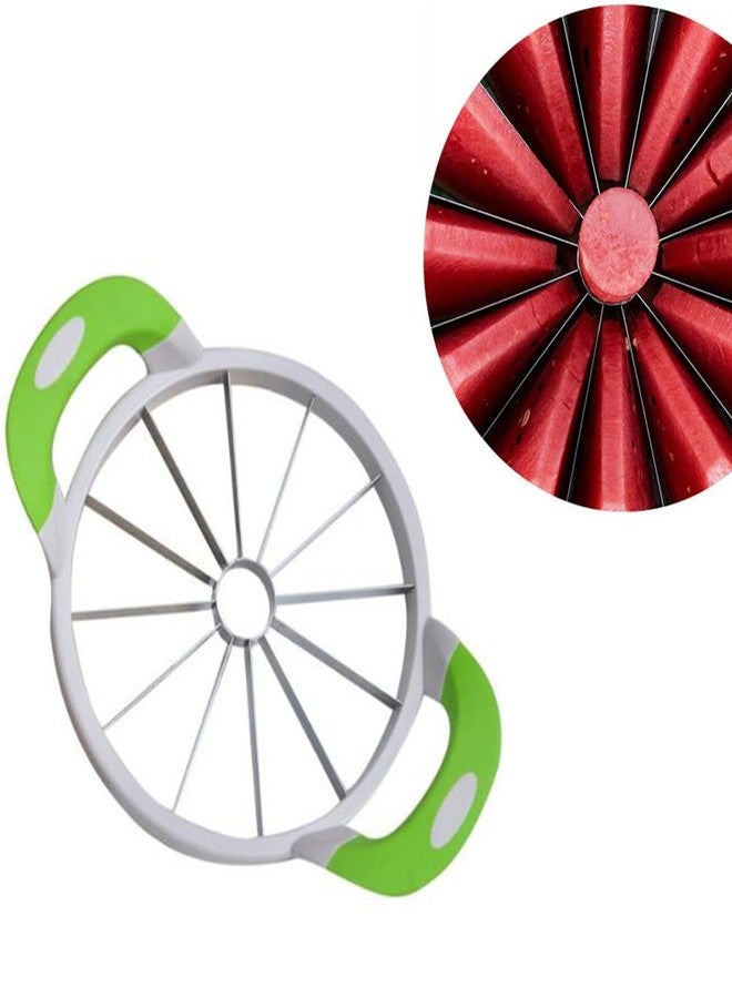 Jilukibo Extra Large Watermelon Slicer Cutter with Handle, Round Stainless Steel Pineapple Cantaloup Melon Fruit Slicer Peeler Corer Server for Kitchen Slicer Gadget - Image 3