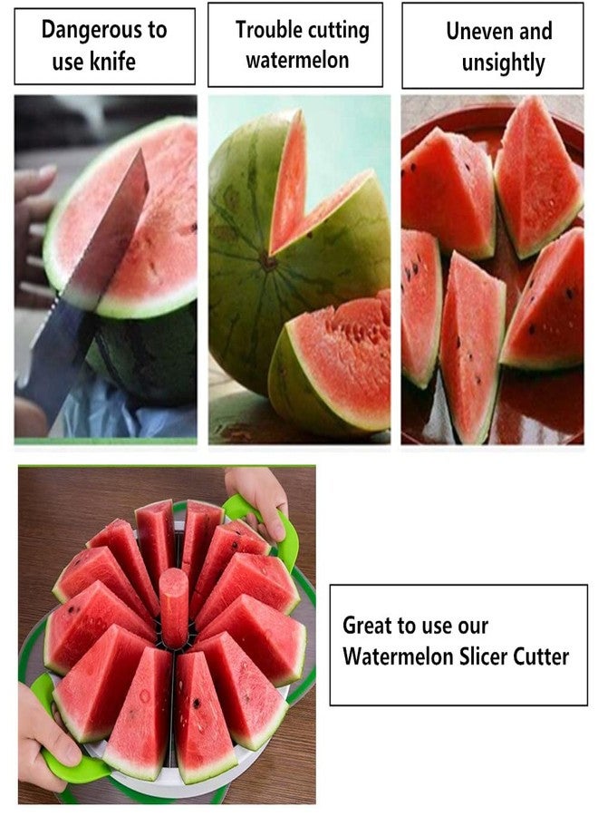 Jilukibo Extra Large Watermelon Slicer Cutter with Handle, Round Stainless Steel Pineapple Cantaloup Melon Fruit Slicer Peeler Corer Server for Kitchen Slicer Gadget - Image 5